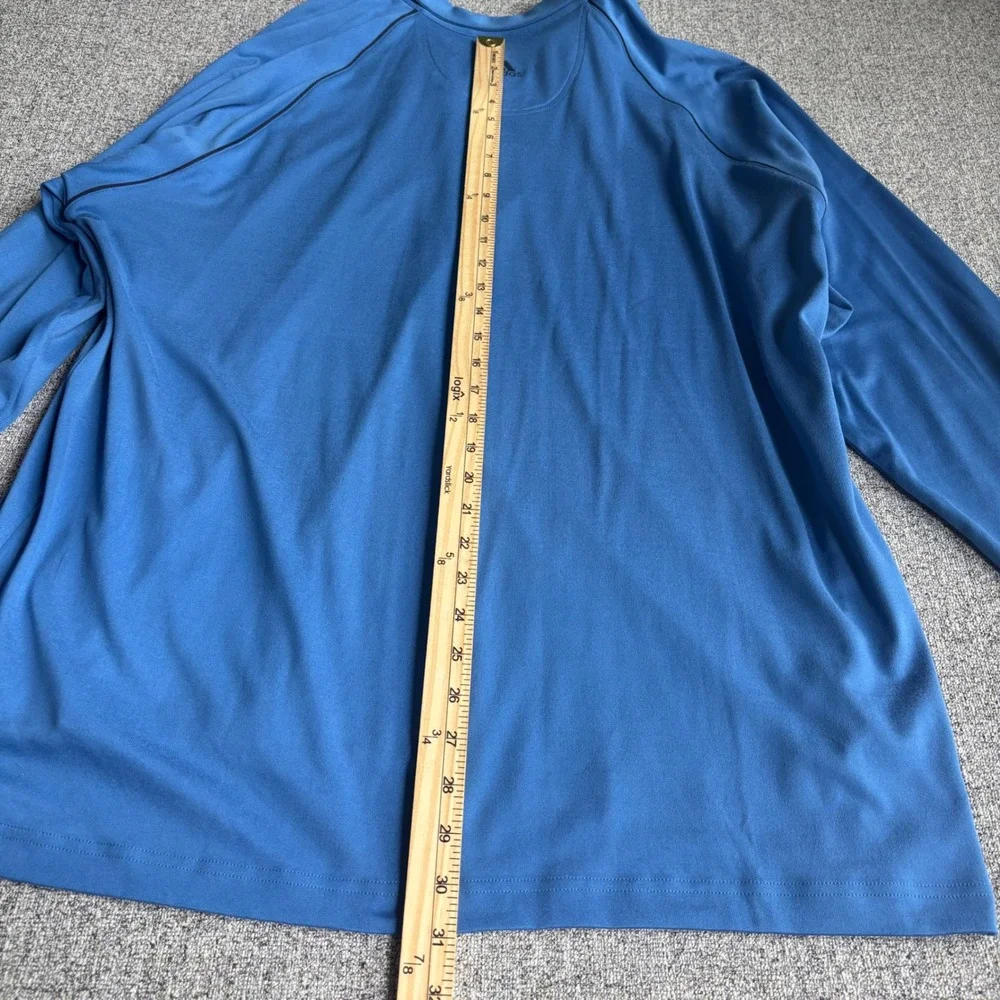 Adidas Polo Shirt Mens XL Blue ClimaWarm Long Sleeve Golf Athletic